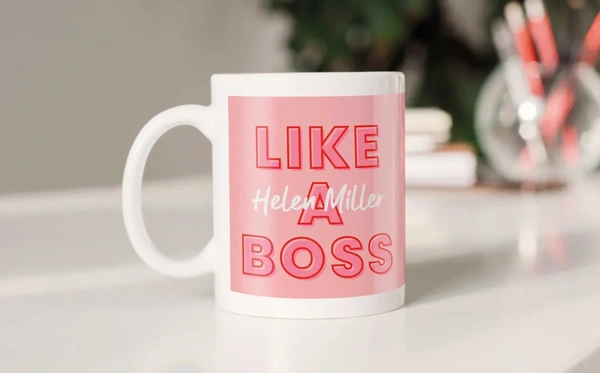  Printed Mug Pink On White