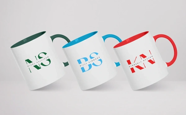  Printed Black Blue And Red Mugs